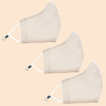 Load image into Gallery viewer, Pack of 3 White Solid Colours | Conical Protective Face Cover with a Pocket, Adjustable Ear Loops and Nose Wire