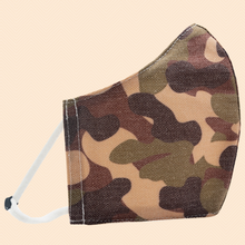 Load image into Gallery viewer, Camouflage Theme | Conical Protective Face Cover with a Pocket, Adjustable Ear Loops and Nose Wire