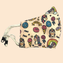 Load image into Gallery viewer, Unicorn Theme | Conical Protective Face Cover with a Pocket, Adjustable Ear Loops and Nose Wire