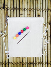 Load image into Gallery viewer, DIY Canvas Drawstring Bag Kit with a pack of Fabric Paints | Colour-it-Yourself
