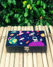 Load image into Gallery viewer, Multi Purpose Wooden Stationary Box: Space Astronaut Theme | Kids Birthday Return Gift