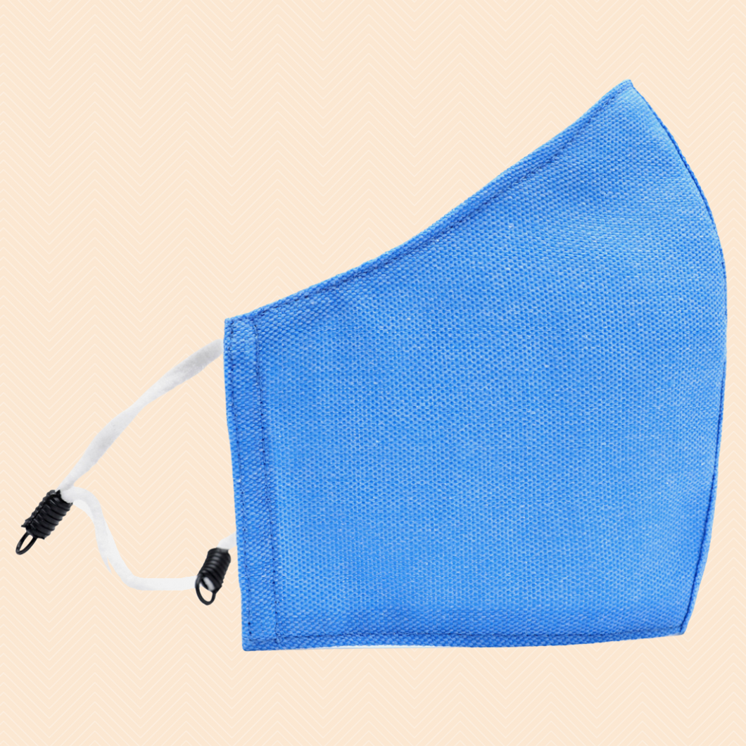 Sky Blue Colour | Conical Protective Face Cover with a Pocket, Adjustable Ear Loops and Nose Wire