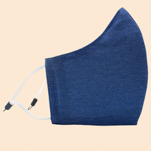 Load image into Gallery viewer, Dark Blue Colour | Conical Protective Face Cover with a Pocket, Adjustable Ear Loops and Nose Wire

