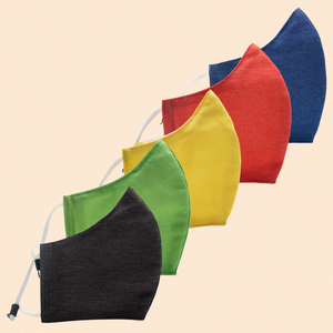 Pack of 5 Colour Splash | Conical Protective Face Covers with a Pocket, Adjustable Ear Loops and Nose Wire