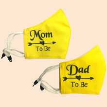Load image into Gallery viewer, &#39;Mom To Be&#39; and &#39;Dad To Be&#39; Baby Shower Theme | Conical Protective Face Covers with a Pocket, Adjustable Ear Loops and Nose Wire
