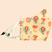 Load image into Gallery viewer, Pack of 3 Unicorn on Pink, Mermaid, Little Hearts Theme | Conical Protective Face Cover with a Pocket, Adjustable Ear Loops and Nose Wire
