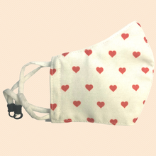 Load image into Gallery viewer, Little Hearts Theme | Conical Protective Face Cover with a Pocket, Adjustable Ear Loops and Nose Wire
