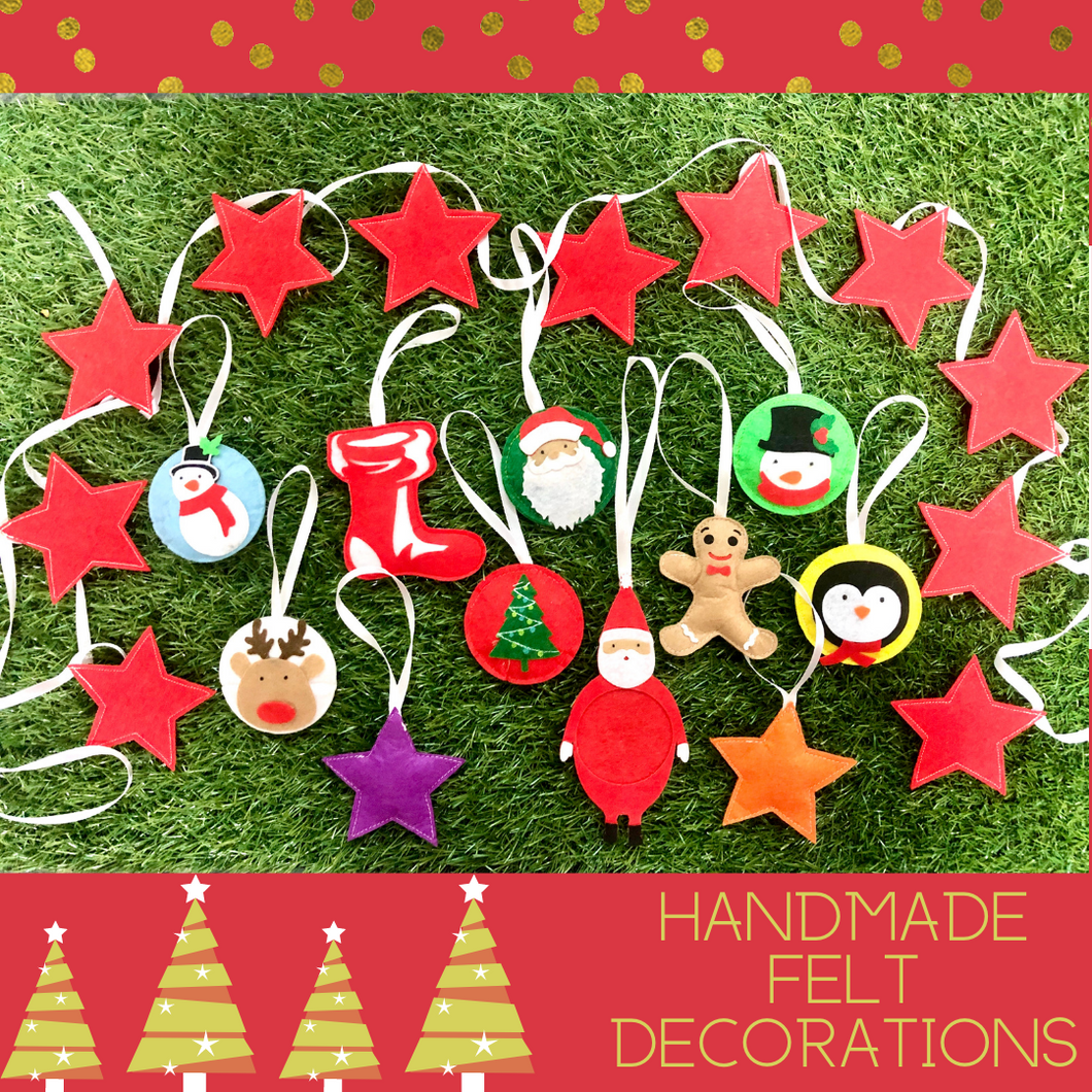 High Quality Christmas Handmade Felt Decorations: Set of 12