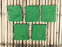 Load image into Gallery viewer, Jute Potli Green | Set for 5 | For Gift Packaging, DIY Crafting
