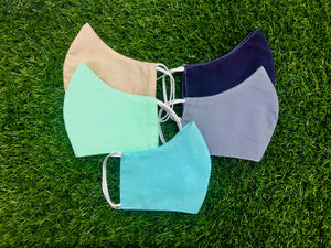Conical 100% Cotton Protective Face Masks | Pack of 5 | Assorted Solid Colours