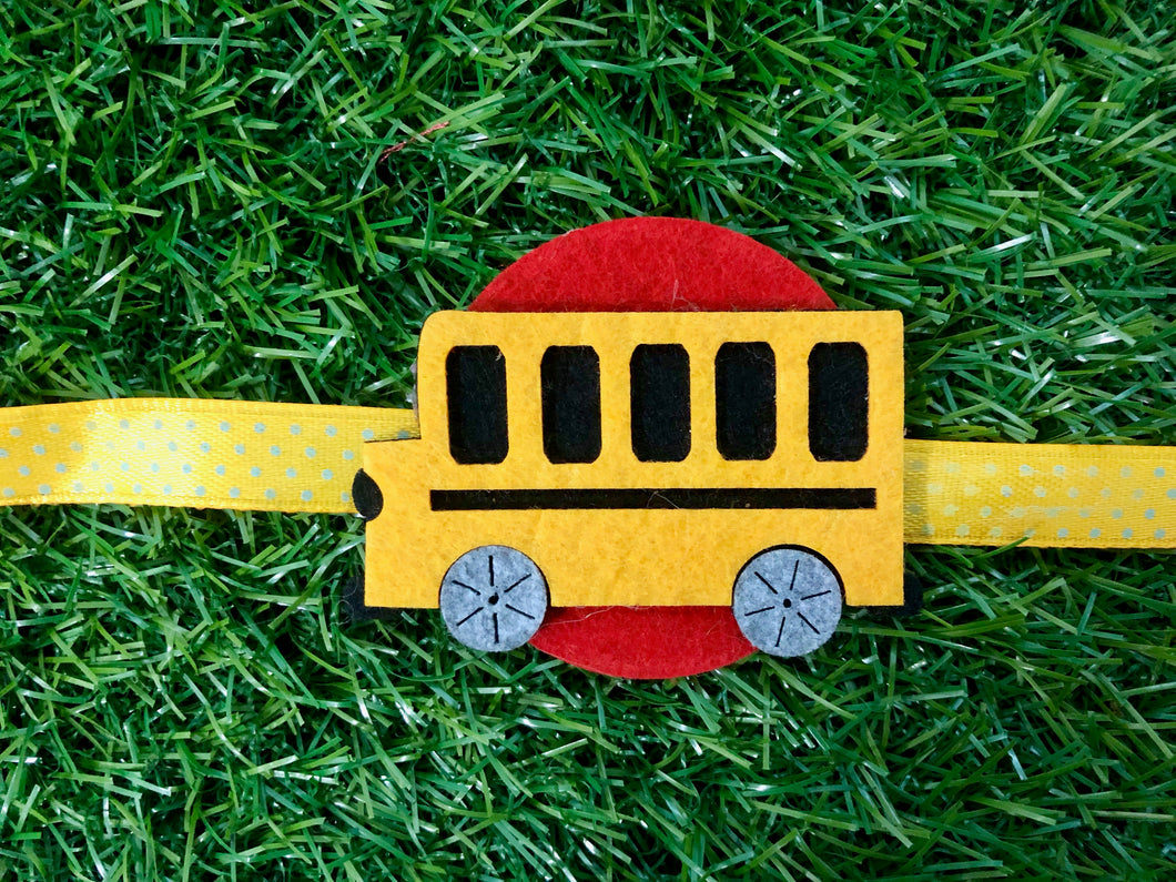 Yellow Bus | Handmade Magnetic Felt Rakhi