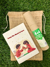 Load image into Gallery viewer, Rakhi themed Plantable Diary + 4 Plantable Pencils and 4 Plantable Pens in a Jute Bag
