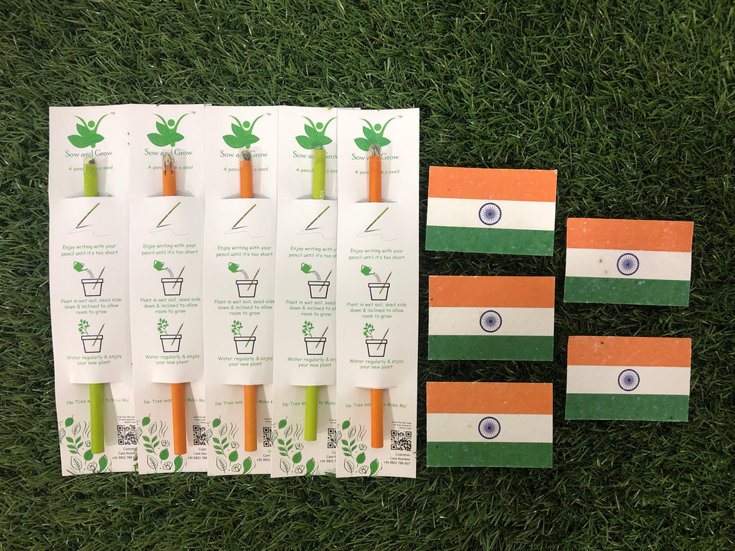 Plantable Pencil + Plantable Flag Badge Combo: Set of 5
