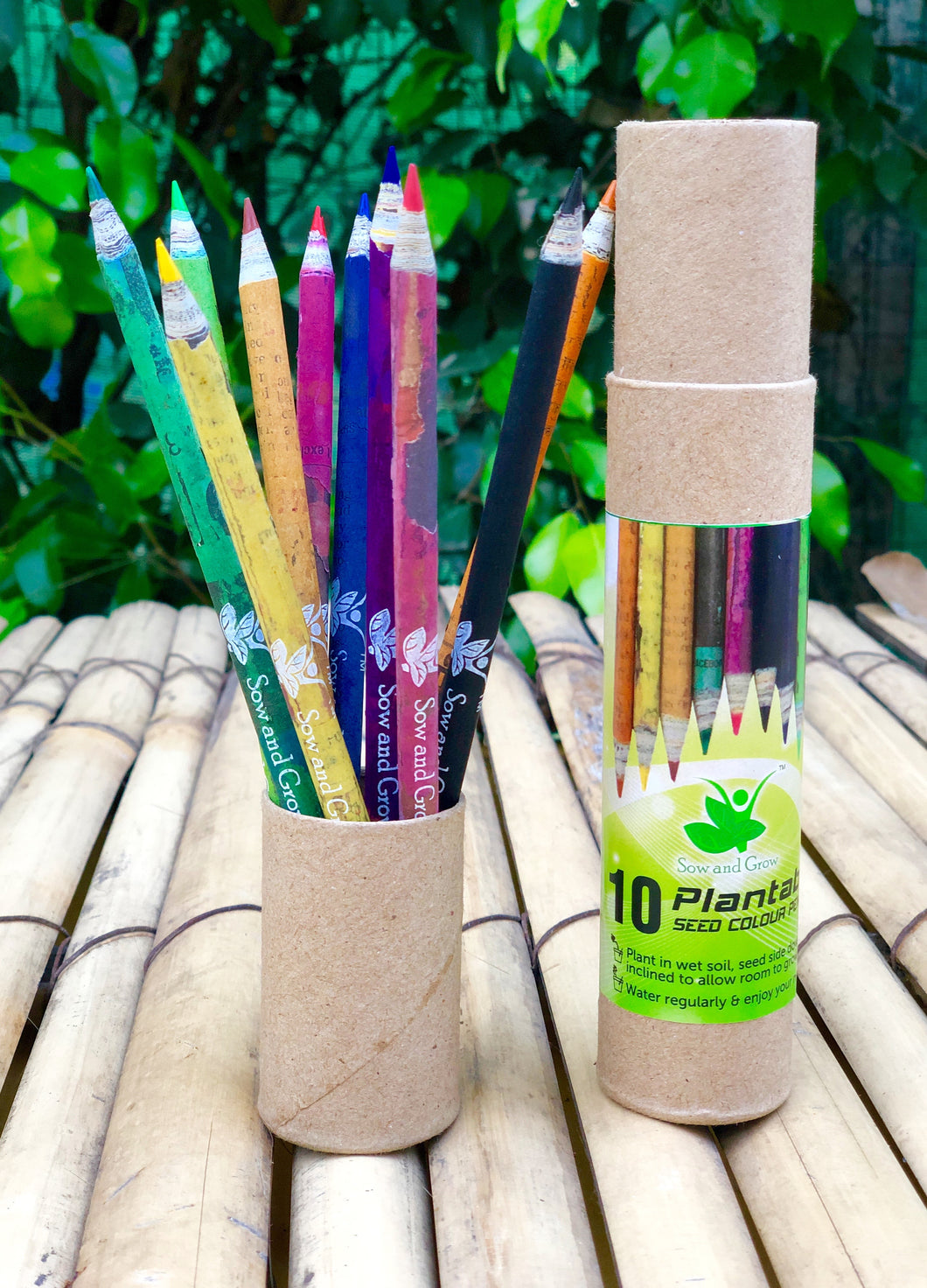 Sow and Grow 10 Plantable Seed Colour Pencils in a Re-usable Pencil Box