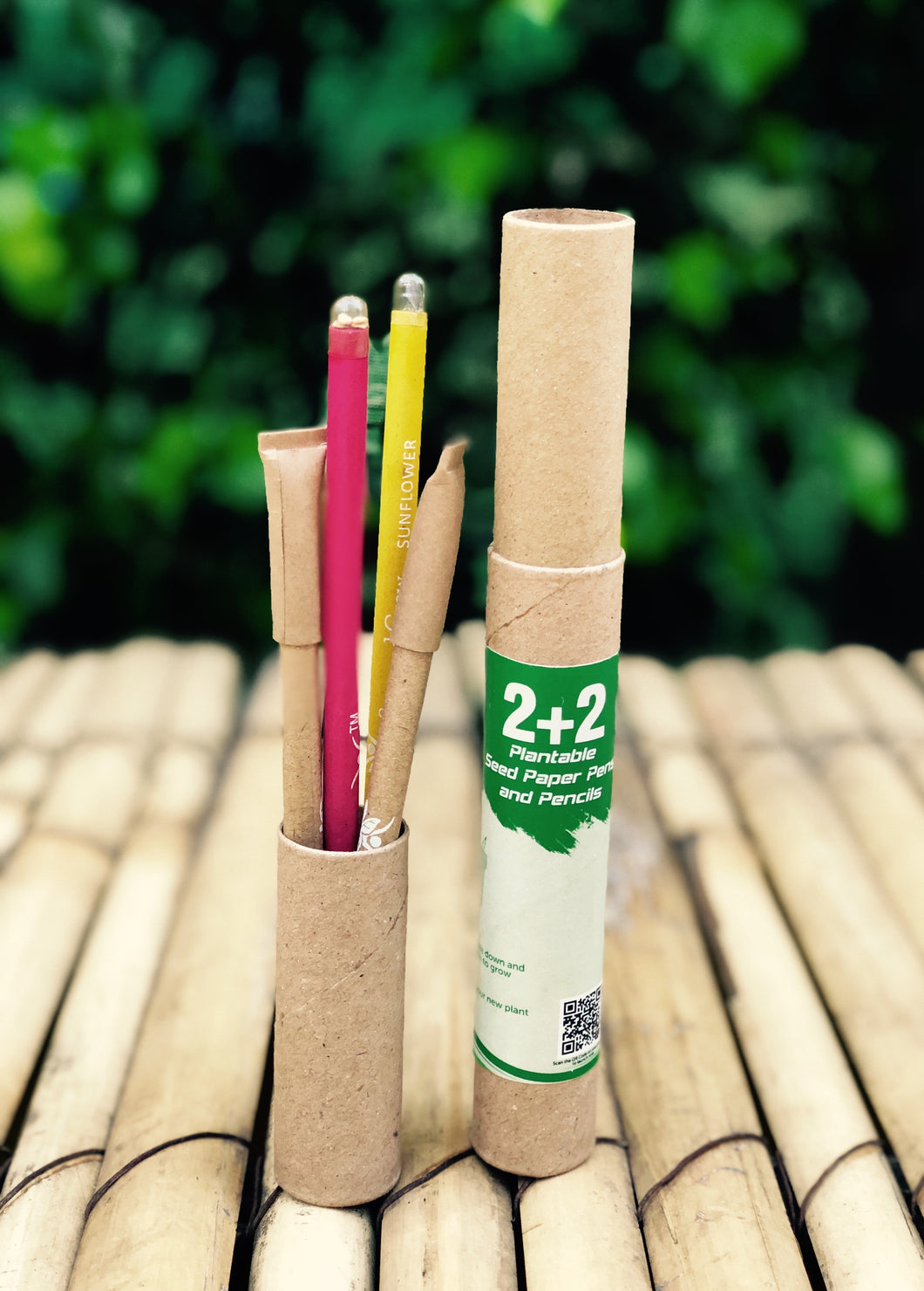 Sow and Grow Plantable 2+2 Combo : 2 Seed Pencils + 2 Seed Paper Pens in a Re-usable Stationary Box