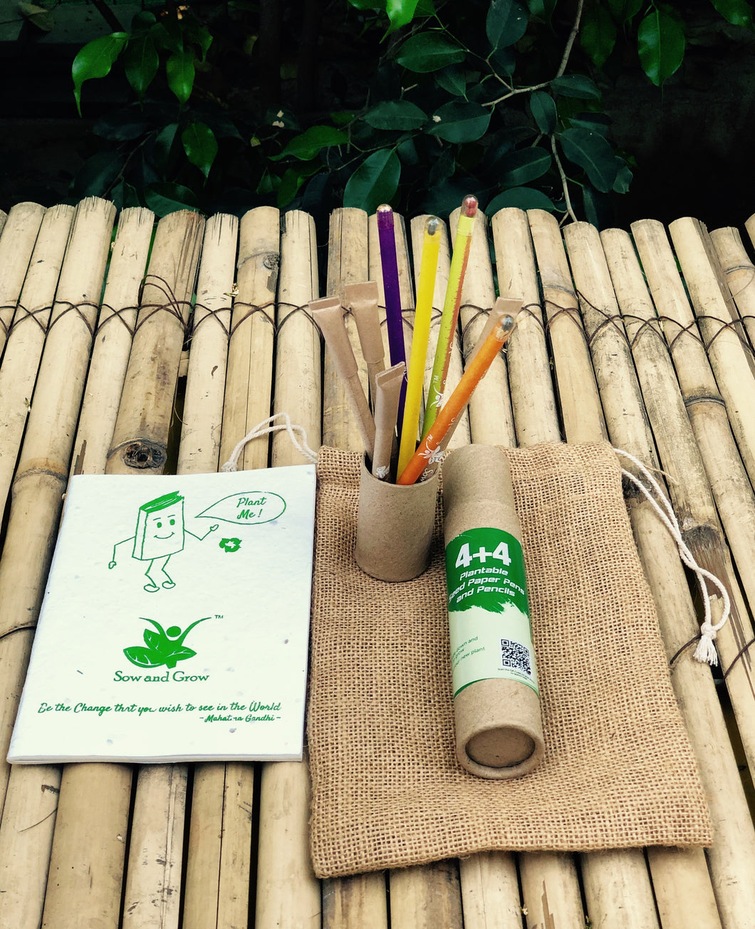 Jute Bag Collection: 1 Seed Diary, 4+4 Seed Pen and Pencil Combo