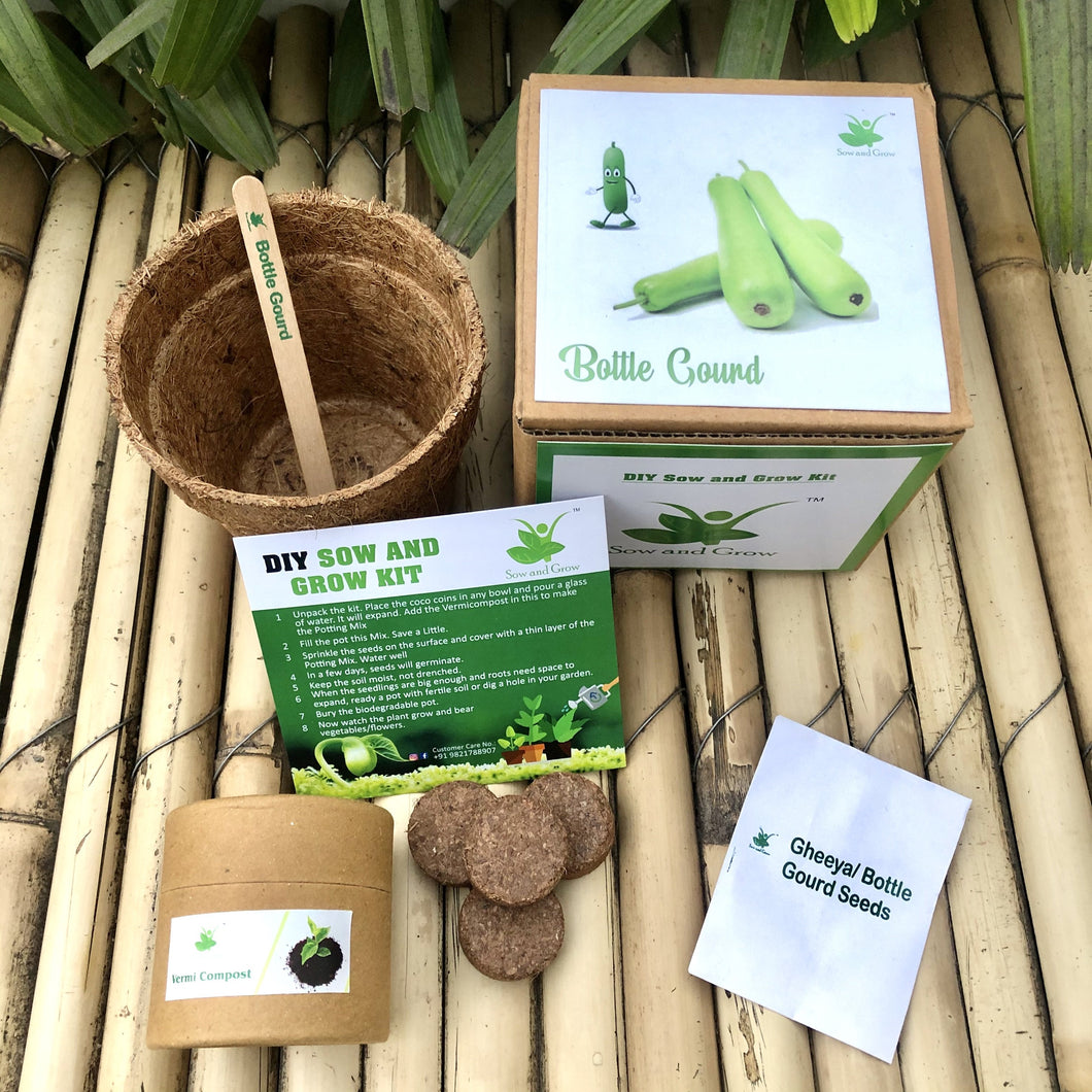 Sow and Grow DIY Gardening Kit of Gheeya/ Bottle Gourd (Grow it Yourself Vegetable Kit)