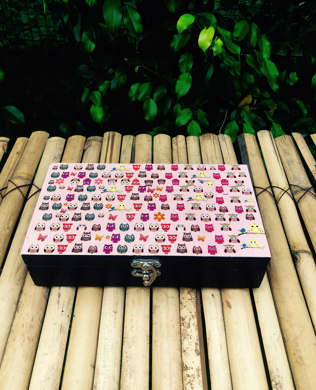 Multi Purpose Wooden Stationary Box: Owl Theme | Kids Birthday Return Gift