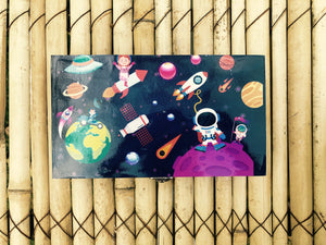 Multi Purpose Wooden Stationary Box: Space Astronaut Theme | Kids Birthday Return Gift
