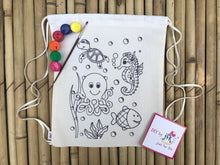 Load image into Gallery viewer, DIY Canvas Drawstring Bag Underwater Theme | Kit with a pack of Fabric Paints | Colour-it-Yourself
