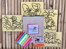 Load image into Gallery viewer, DIY Sand Art Kit: Set for 4 Cards and Coloured Sand in a Pouch
