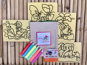 DIY Sand Art Kit: Set for 4 Cards and Coloured Sand in a Pouch
