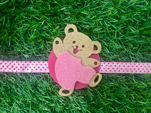 Teddy in Pink | Handmade Magnetic Felt Rakhi