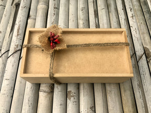 Wooden Box Hamper: Plantable Mini Notepad + Diwali Themed Chocolates + 2 Seed Balls + 5 Plantable Pens