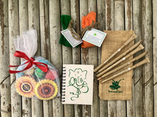 Load image into Gallery viewer, Wooden Box Hamper: Plantable Mini Notepad + Diwali Themed Chocolates + 2 Seed Balls + 5 Plantable Pens
